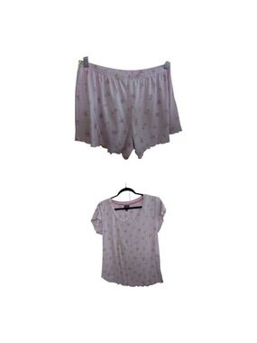 Women's Laura Ashley Floral Lettuce Edge Short Pajama Set Size Large Comfy